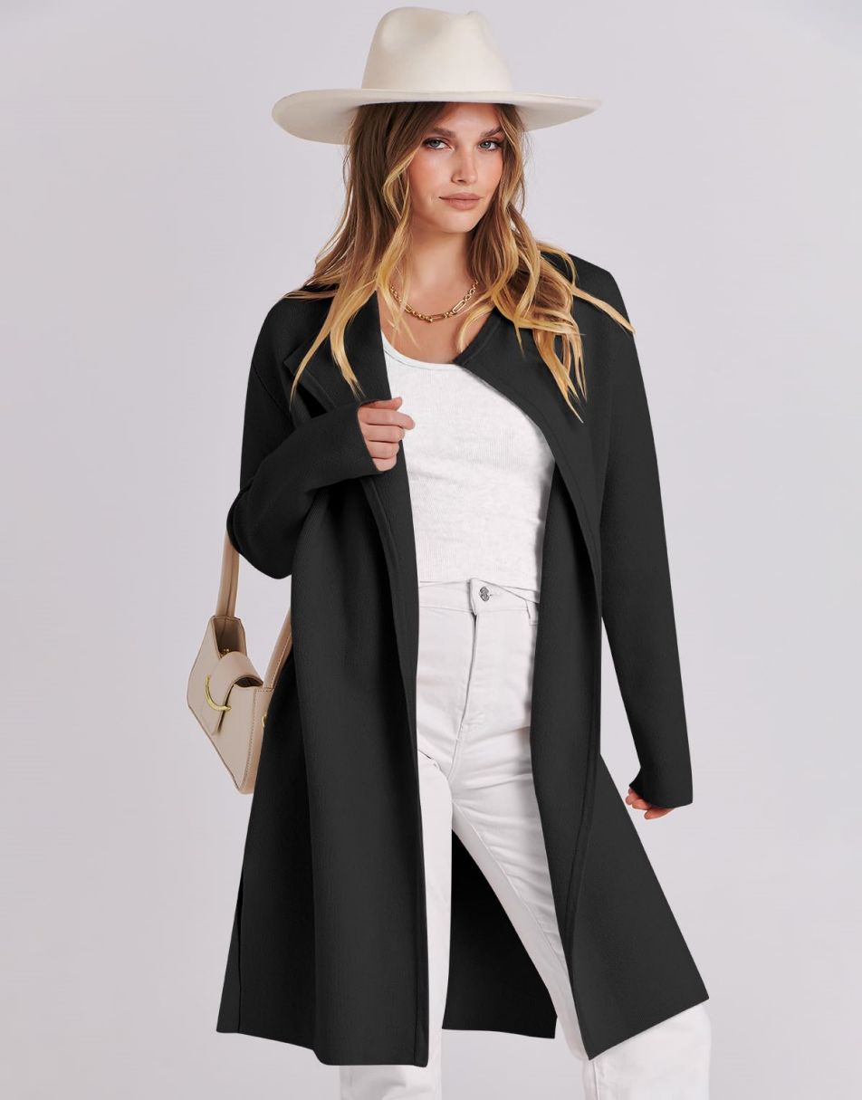 ANRABESS Long Sleeve Draped Open Front Cardigan Jacket