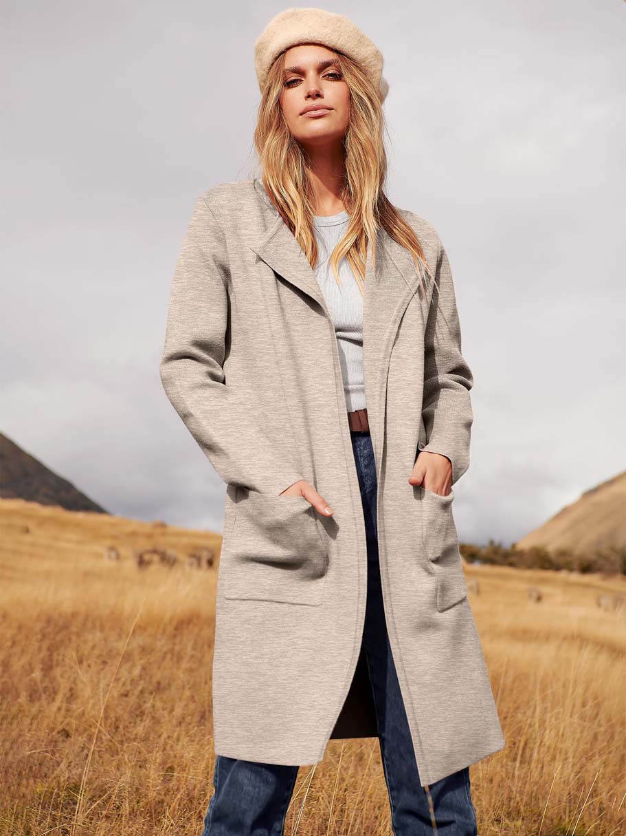 ANRABESS Long Open-Front Casual Cardigan