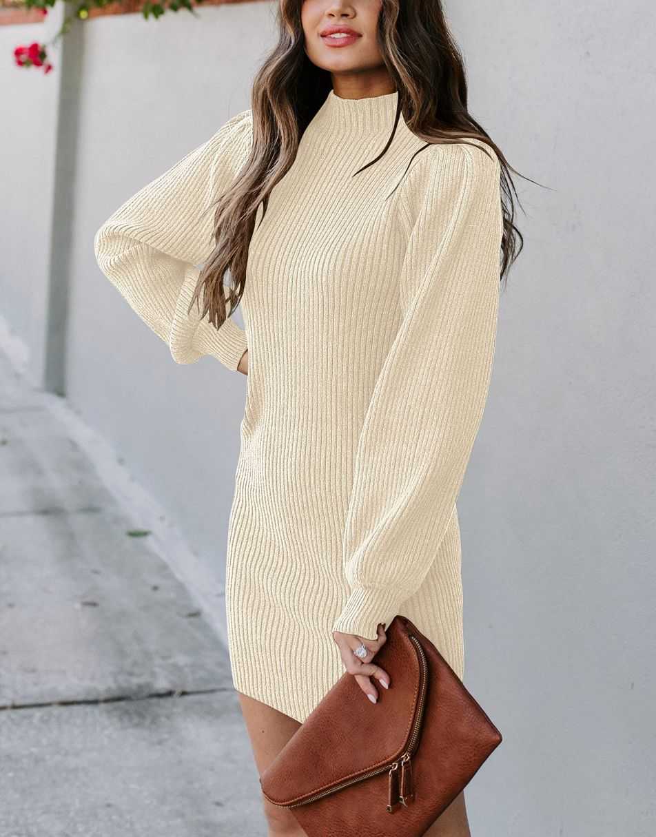 ANRABESS Turtleneck Long Sleeve Bodycon Sweater Dress ANRABESS Turtleneck Long Sleeve Bodycon Sweater Dress