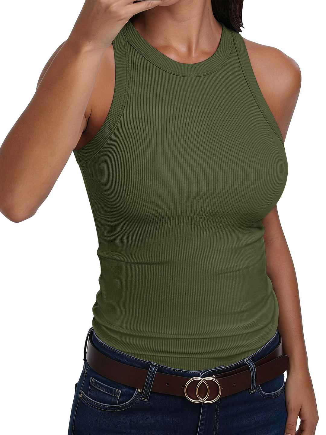 ANRABESS Women's Ribbed Racerback Tank Top