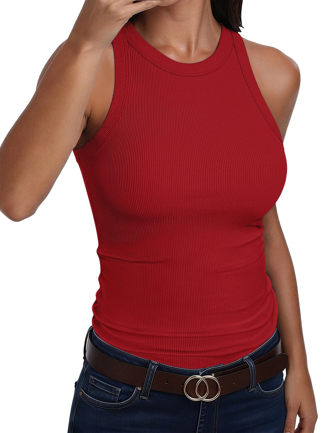 ANRABESS Women's Ribbed Racerback Tank Top