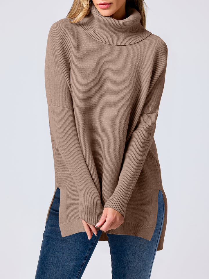 ANRABESS Batwing Sleeve Turtleneck Loose Tunic Pullover