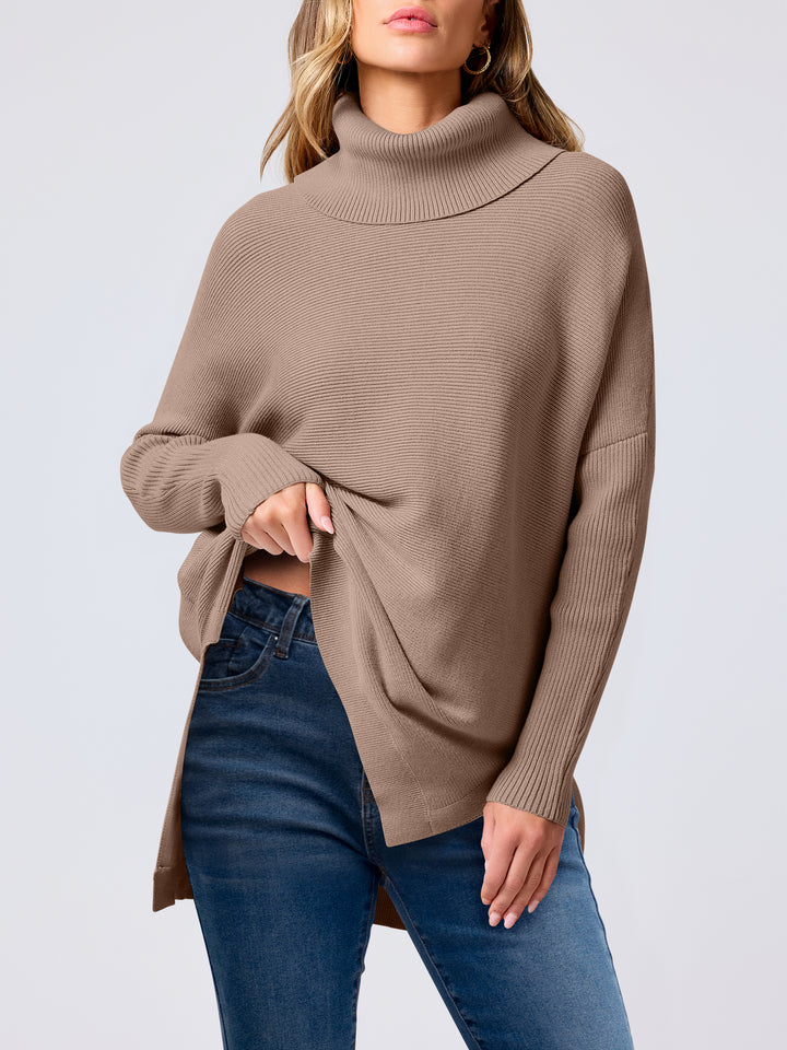 ANRABESS Batwing Sleeve Turtleneck Loose Tunic Pullover