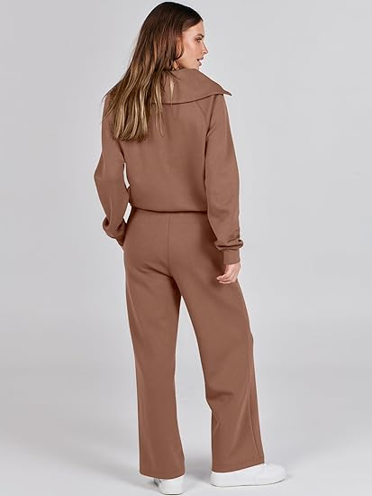 ANRABESS Women's 2-Piece Wide Leg Lounge Set