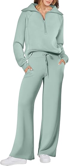 ANRABESS Women's 2-Piece Wide Leg Lounge Set