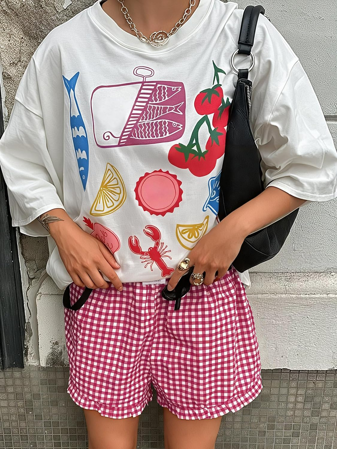 ANRABESS Women's Gingham Shorts - Ruffle Boxer Pajama Shorts with Pockets