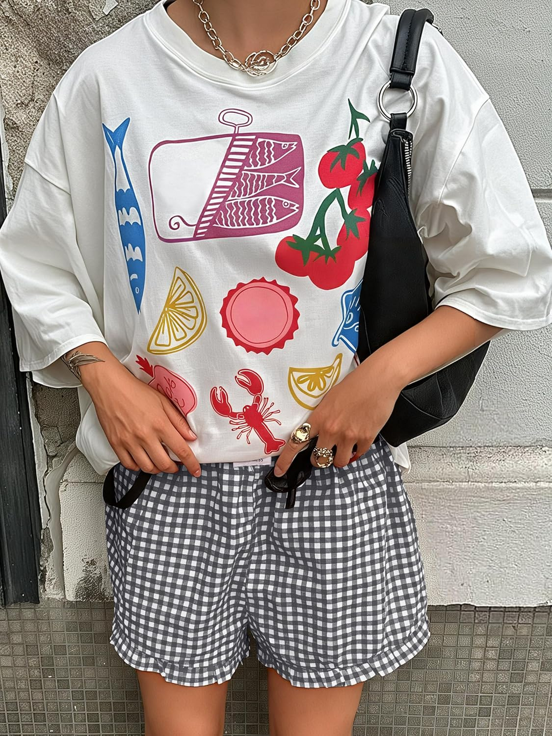 ANRABESS Women's Gingham Shorts - Ruffle Boxer Pajama Shorts with Pockets