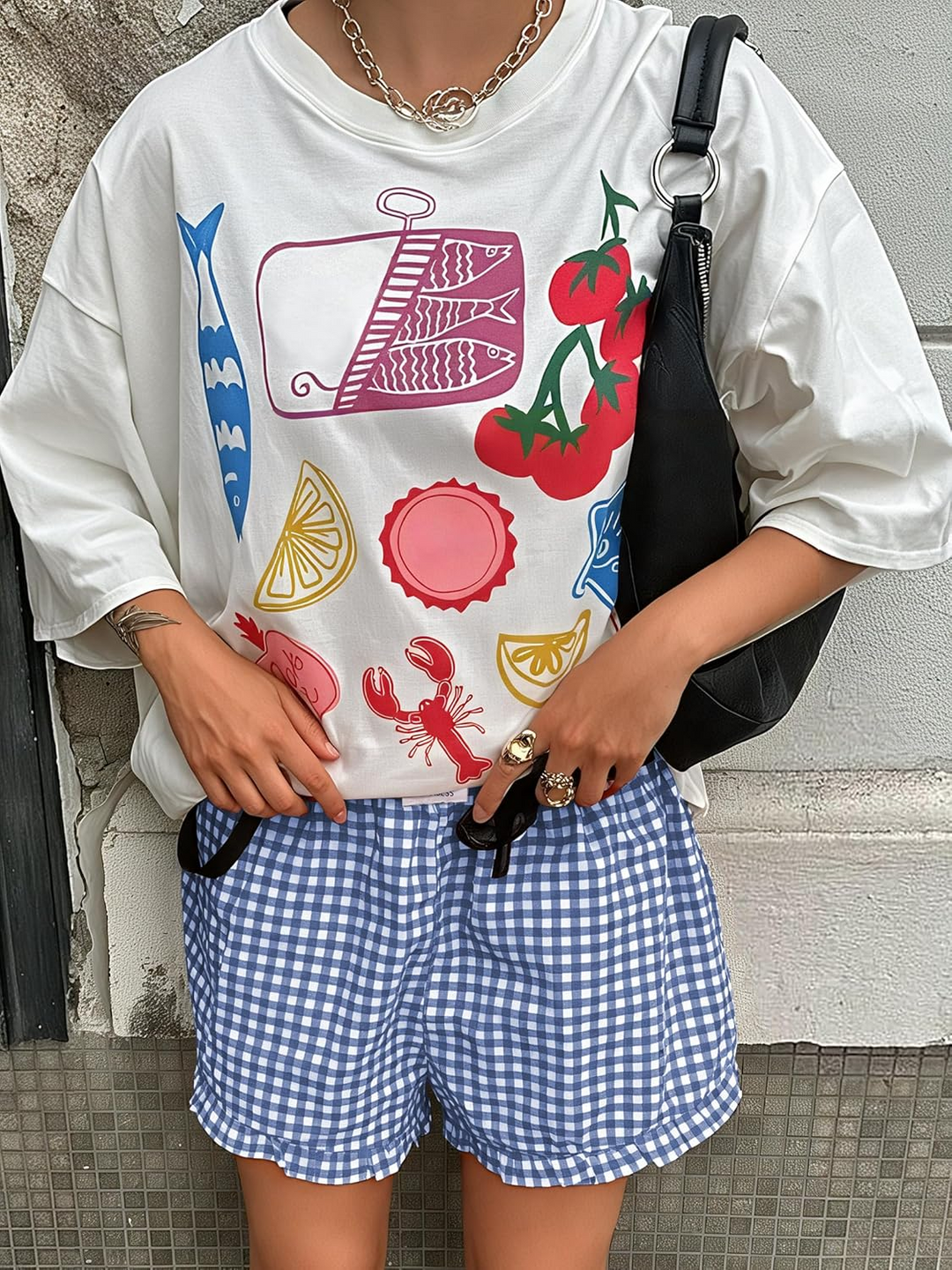 ANRABESS Women's Gingham Shorts - Ruffle Boxer Pajama Shorts with Pockets