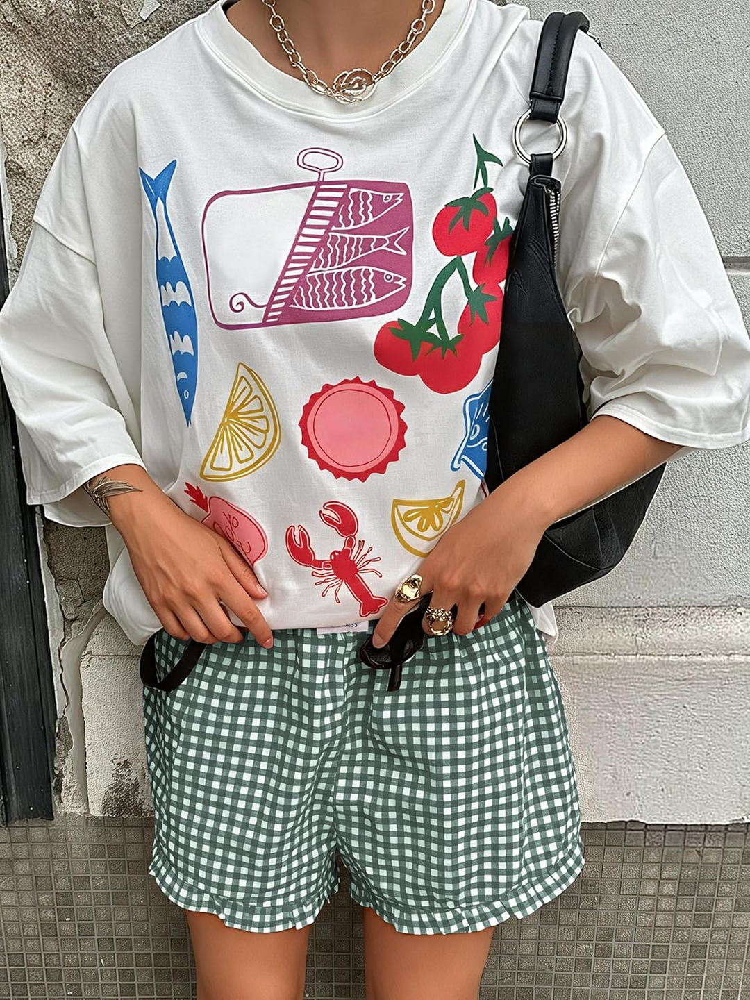 ANRABESS Women's Gingham Shorts - Ruffle Boxer Pajama Shorts with Pockets