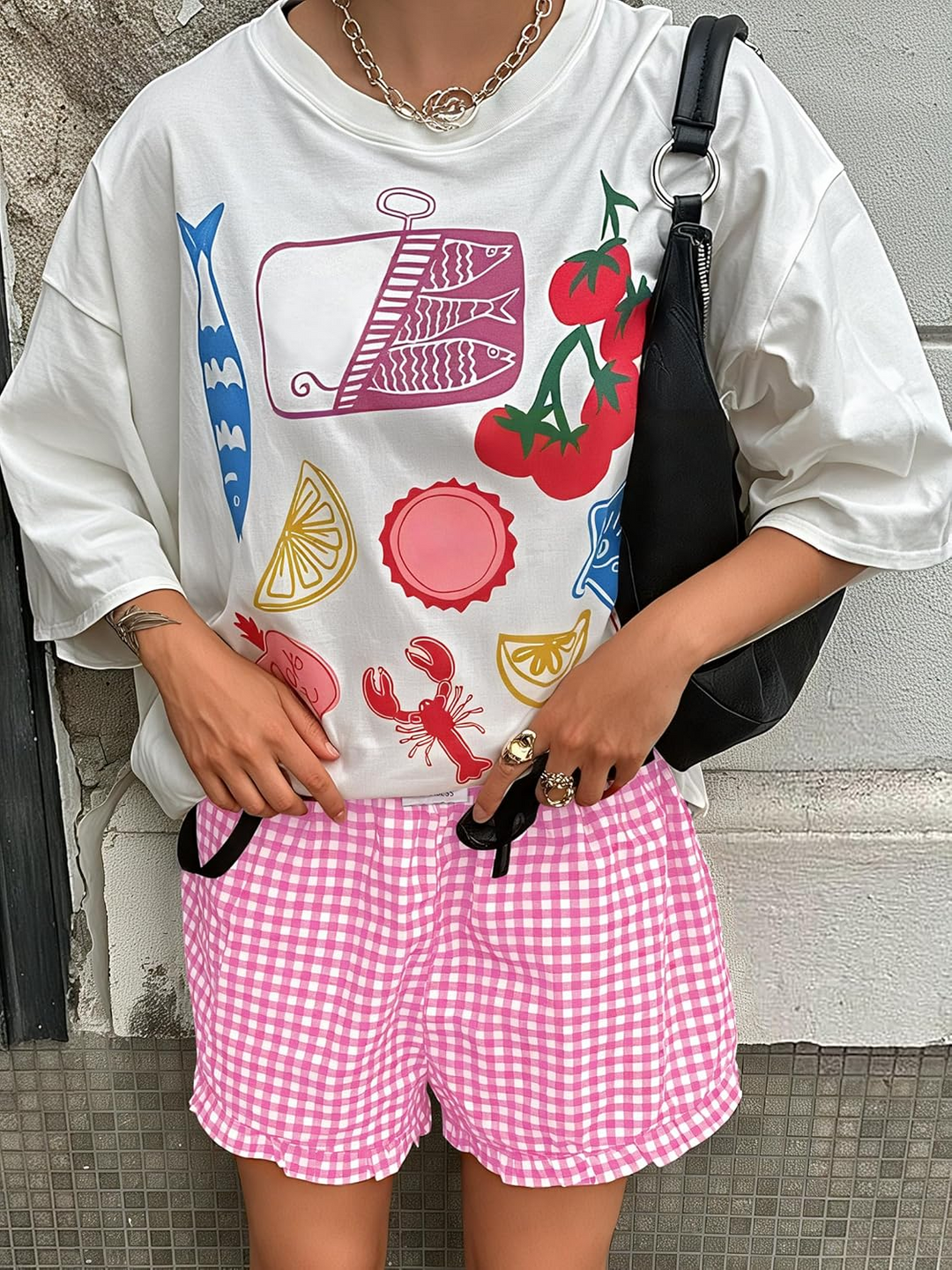 ANRABESS Women's Gingham Shorts - Ruffle Boxer Pajama Shorts with Pockets