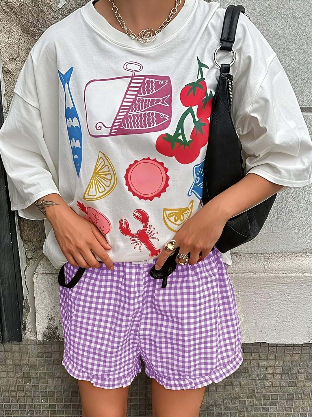 ANRABESS Women's Gingham Shorts - Ruffle Boxer Pajama Shorts with Pockets