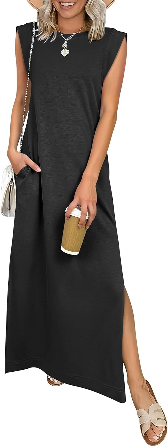 ANRABESS Women's Wrinkle-Free Sleeveless Maxi Dress