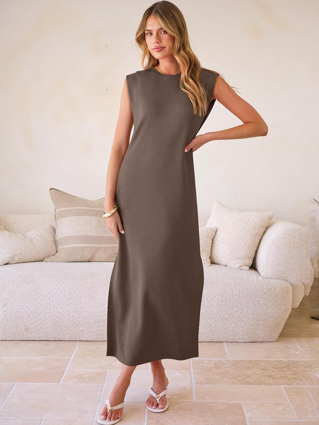 ANRABESS Women's Wrinkle-Free Sleeveless Maxi Dress