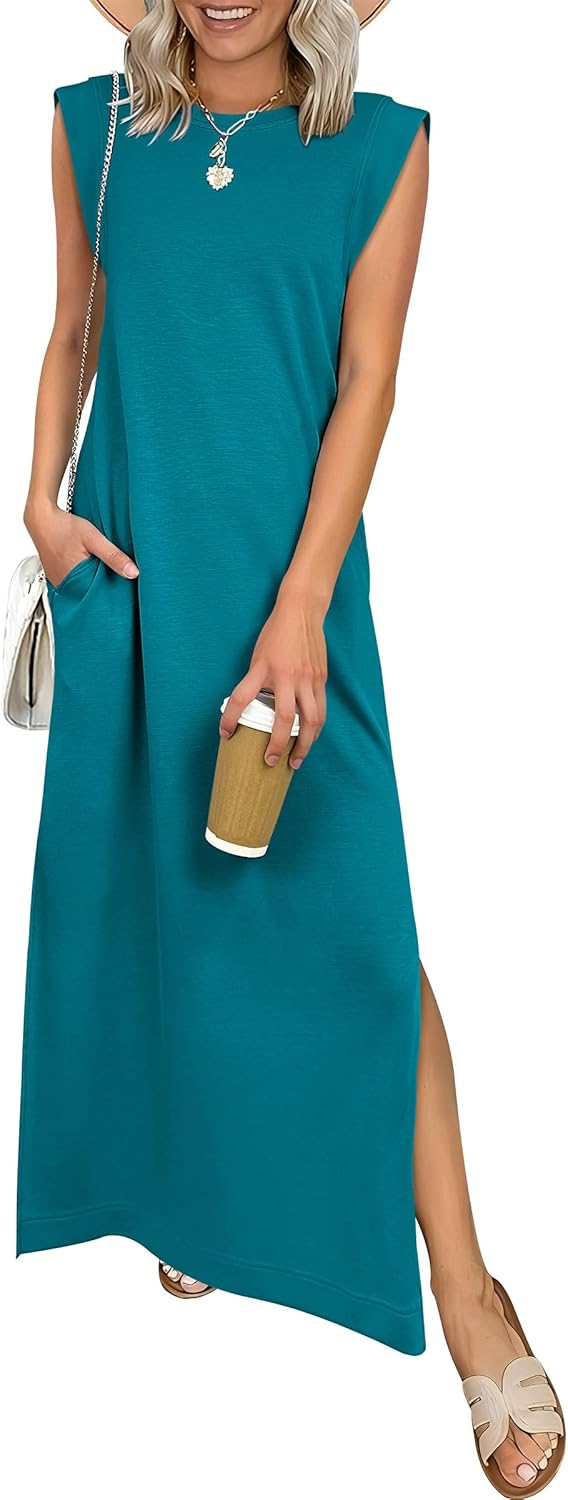 ANRABESS Women's Wrinkle-Free Sleeveless Maxi Dress