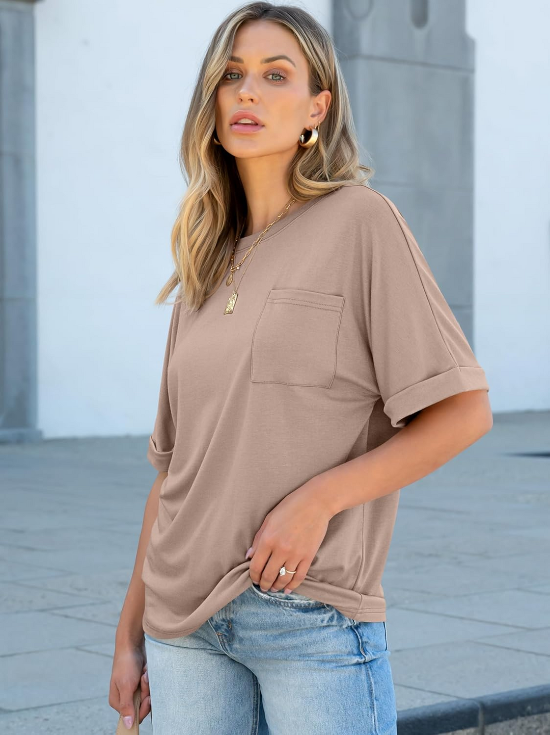 ANRABESS Women's Oversized T-Shirt with Pocket