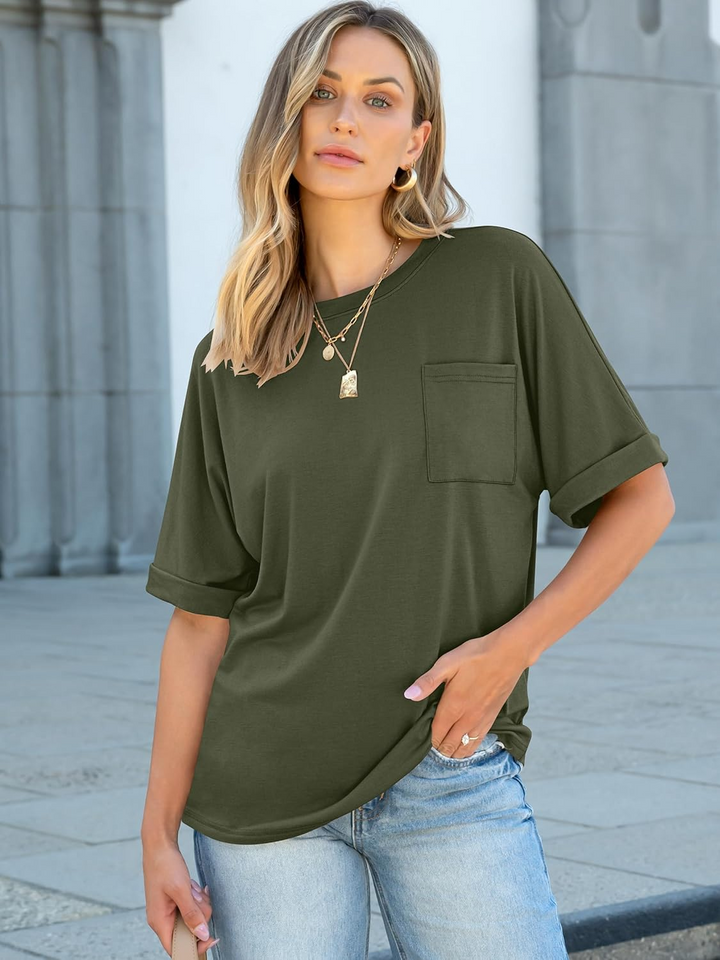 ANRABESS Women's Oversized T-Shirt with Pocket