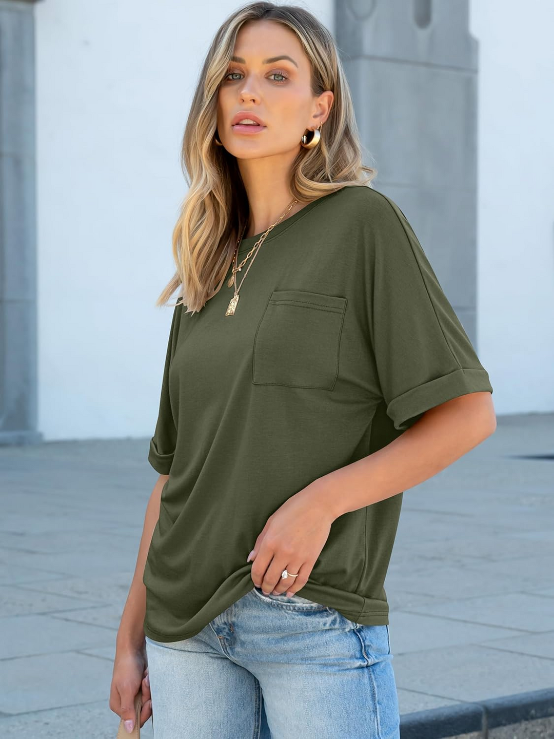 ANRABESS Women's Oversized T-Shirt with Pocket