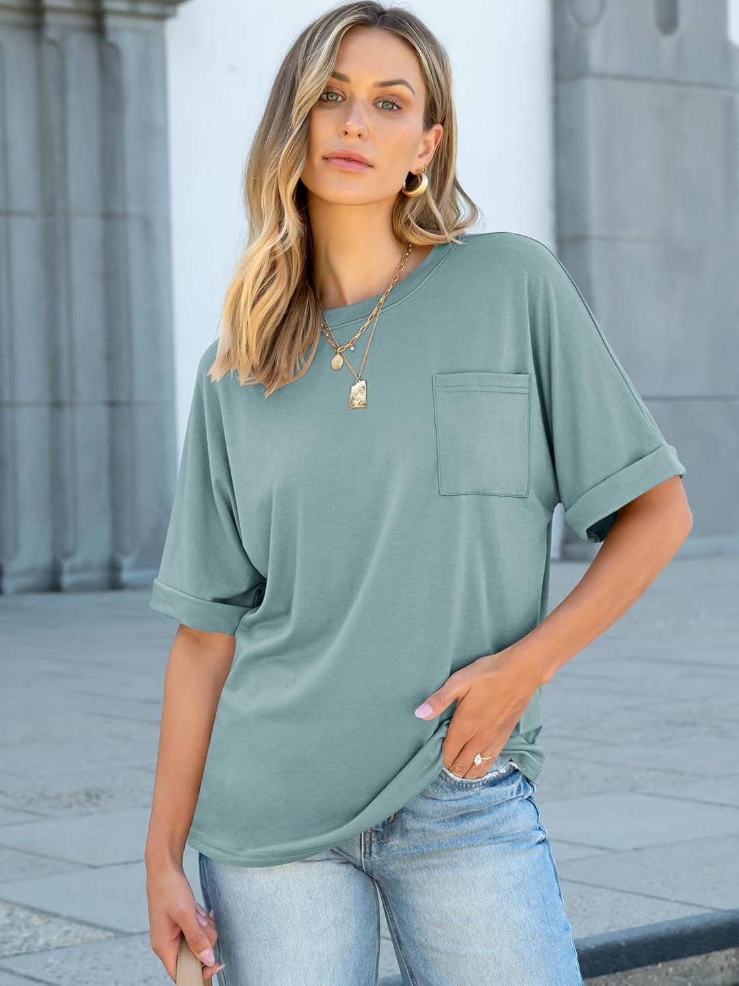 ANRABESS Women's Oversized T-Shirt with Pocket