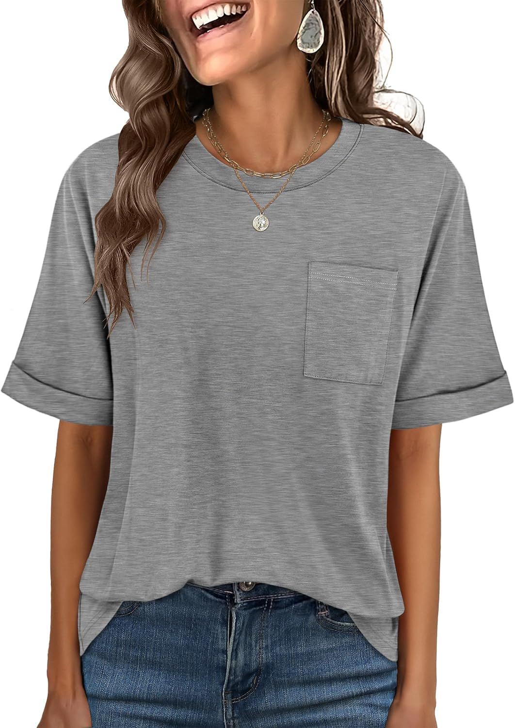 ANRABESS Women's Oversized T-Shirt with Pocket