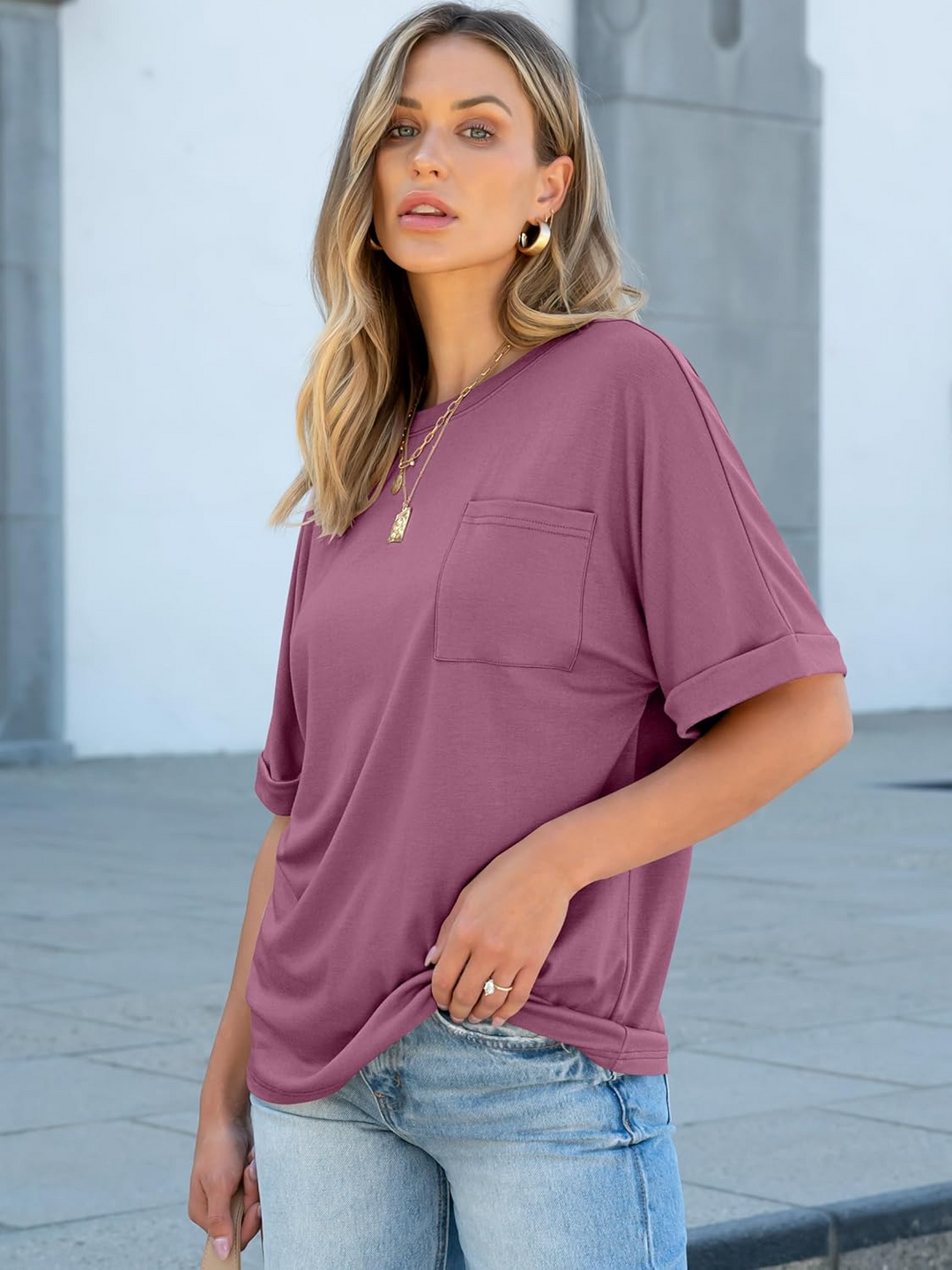 ANRABESS Women's Oversized T-Shirt with Pocket
