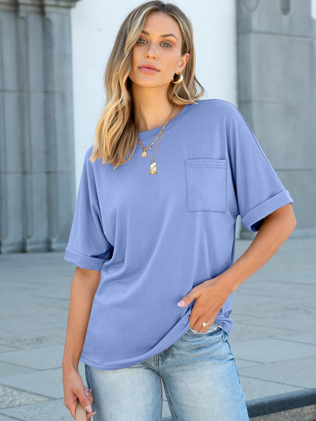 ANRABESS Women's Oversized T-Shirt with Pocket