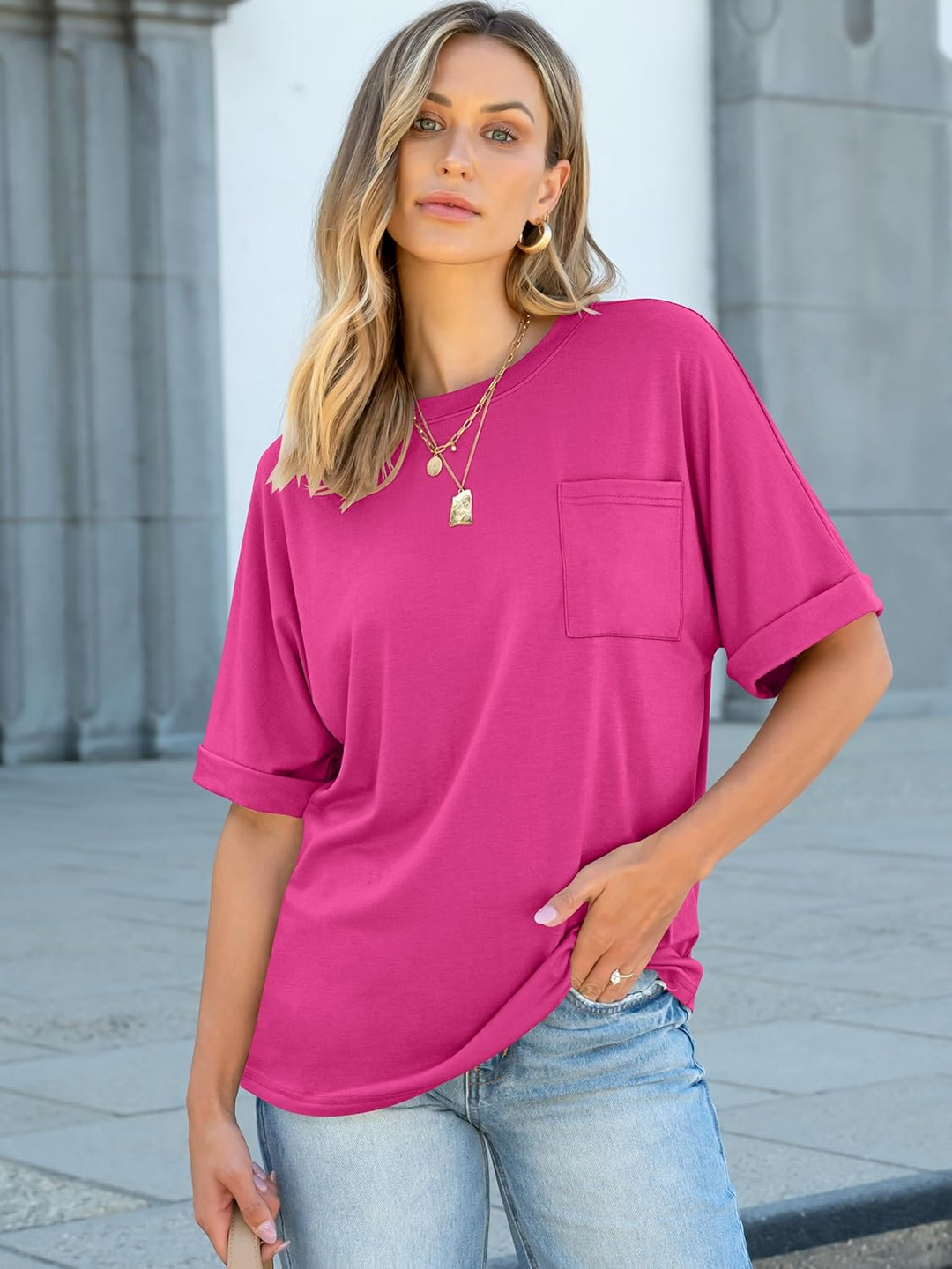 ANRABESS Women's Oversized T-Shirt with Pocket