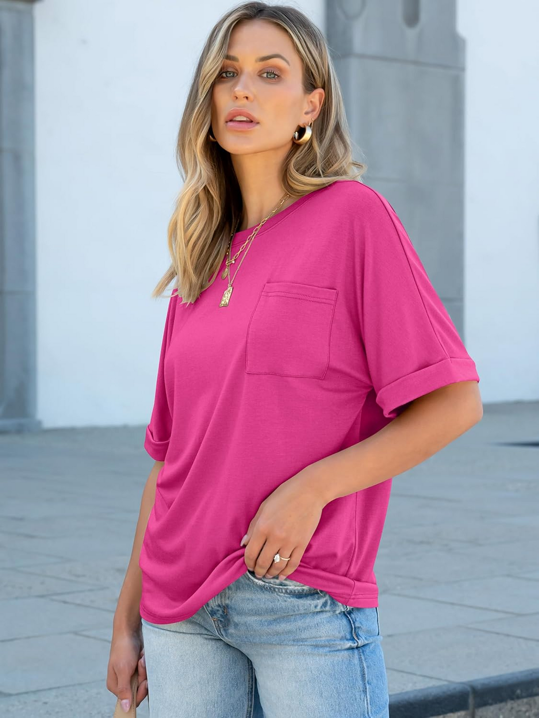 ANRABESS Women's Oversized T-Shirt with Pocket