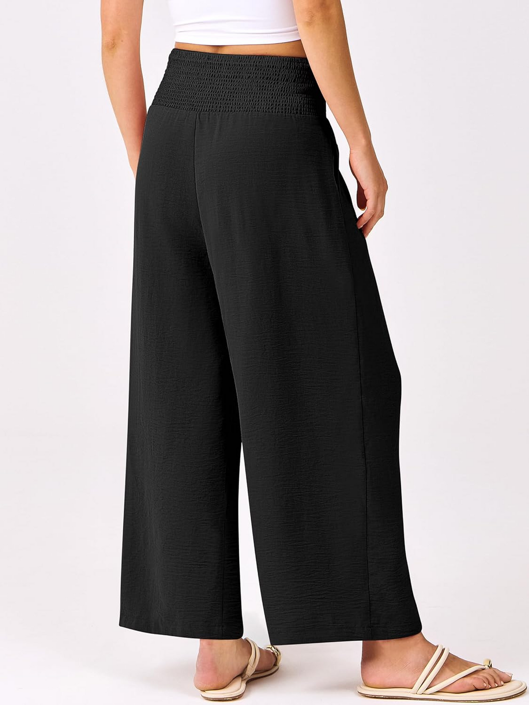 ANRABESS Women's Palazzo Pants - High Waisted Wide Leg with Pockets, Casual Flowy Trousers for Beach & Lounge