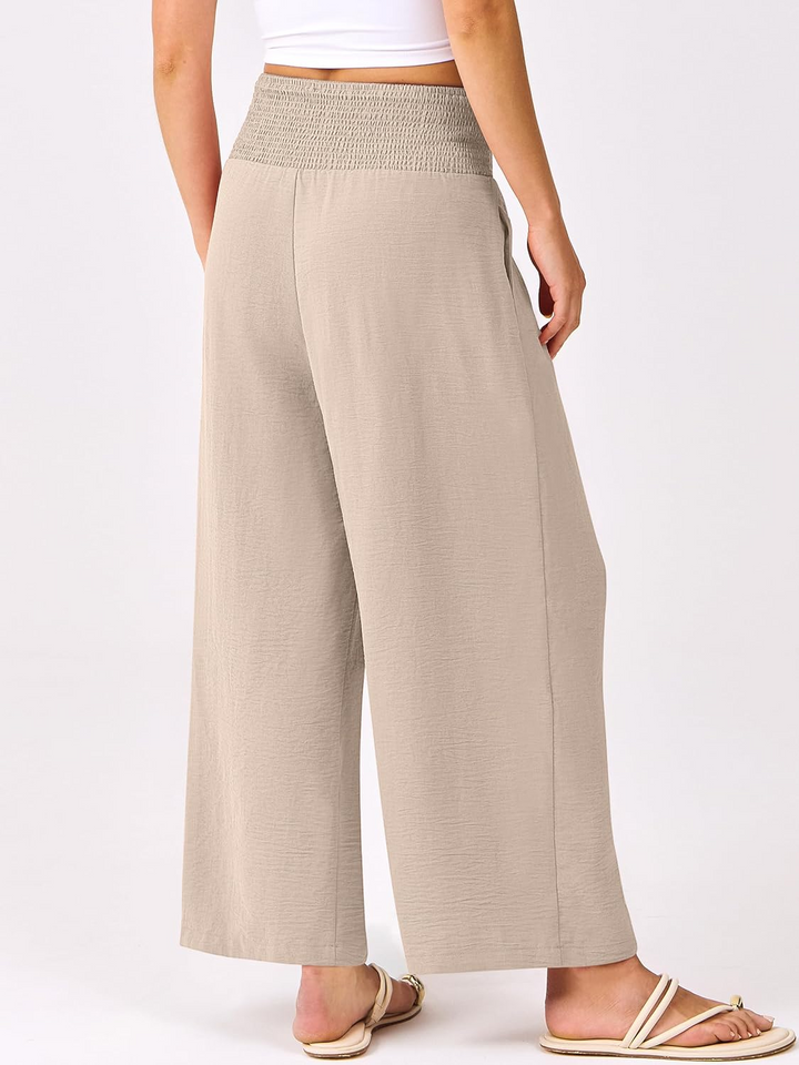 ANRABESS Women's Palazzo Pants - High Waisted Wide Leg with Pockets, Casual Flowy Trousers for Beach & Lounge