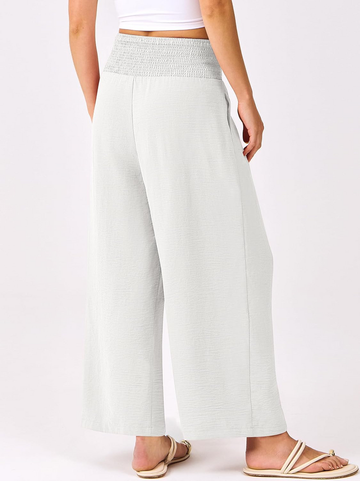ANRABESS Women's Palazzo Pants - High Waisted Wide Leg with Pockets, Casual Flowy Trousers for Beach & Lounge