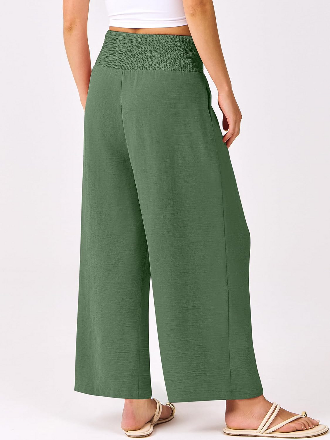 ANRABESS Women's Palazzo Pants - High Waisted Wide Leg with Pockets, Casual Flowy Trousers for Beach & Lounge