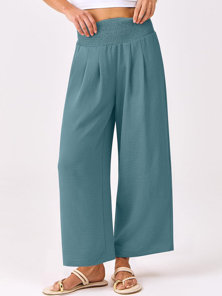 ANRABESS Women's Palazzo Pants - High Waisted Wide Leg with Pockets, Casual Flowy Trousers for Beach & Lounge