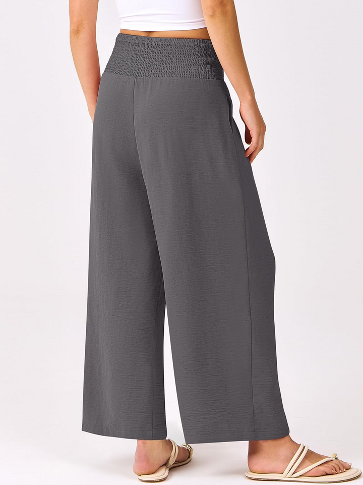 ANRABESS Women's Palazzo Pants - High Waisted Wide Leg with Pockets, Casual Flowy Trousers for Beach & Lounge