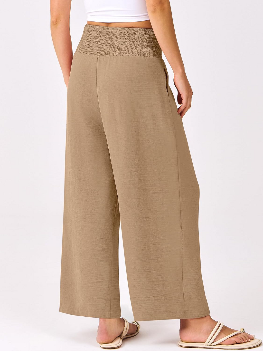 ANRABESS Women's Palazzo Pants - High Waisted Wide Leg with Pockets, Casual Flowy Trousers for Beach & Lounge