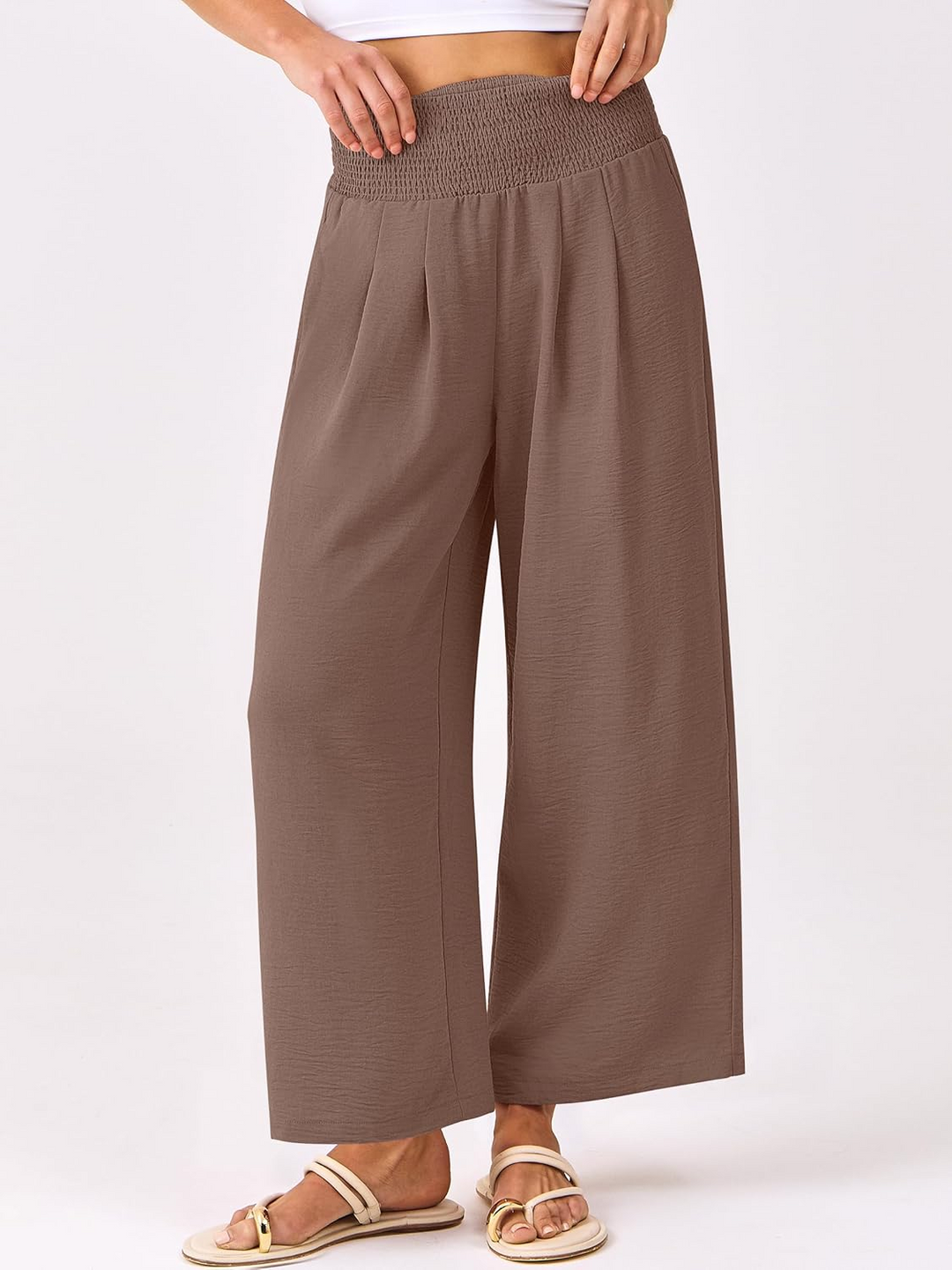 ANRABESS Women's Palazzo Pants - High Waisted Wide Leg with Pockets, Casual Flowy Trousers for Beach & Lounge