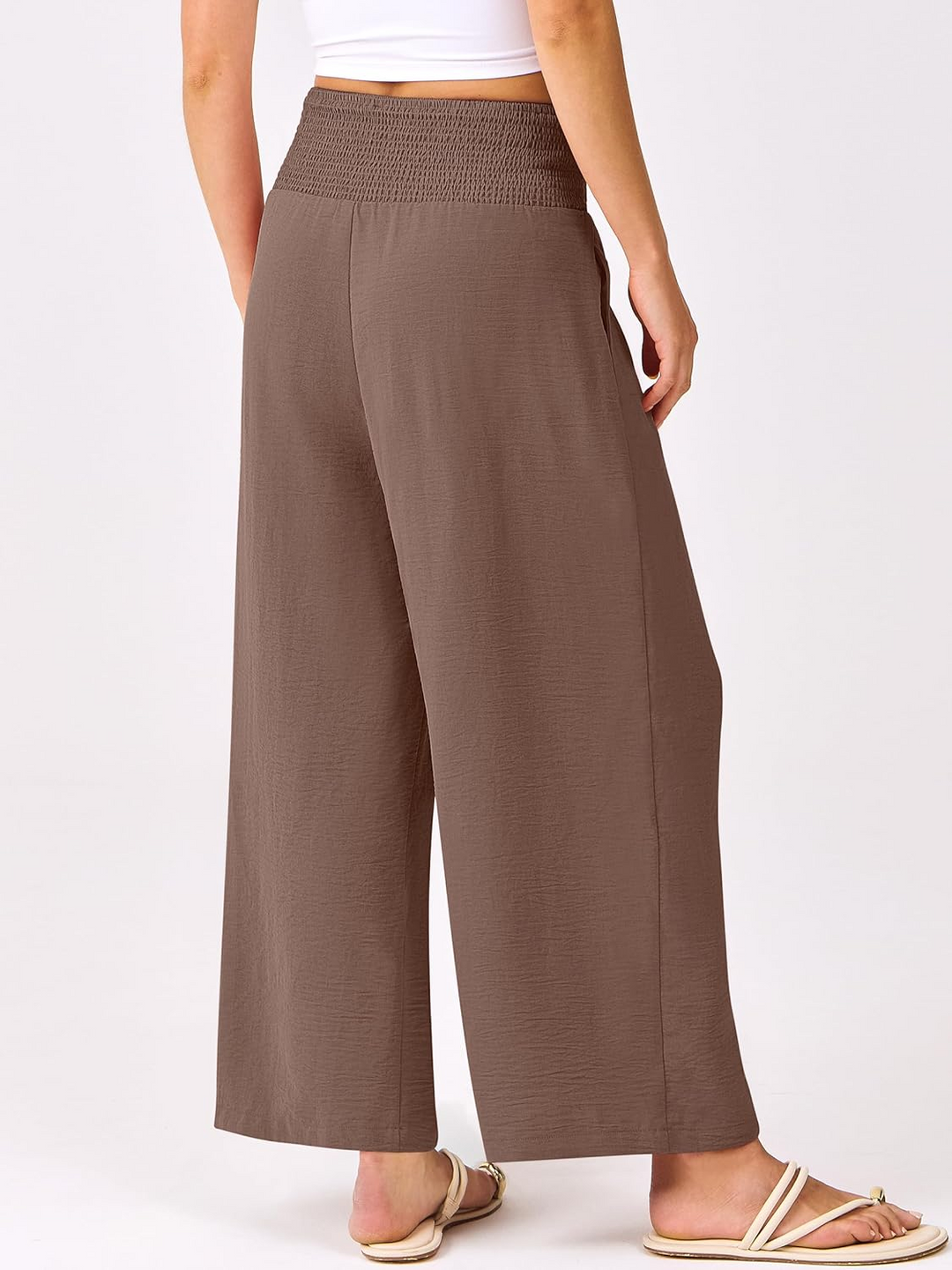ANRABESS Women's Palazzo Pants - High Waisted Wide Leg with Pockets, Casual Flowy Trousers for Beach & Lounge