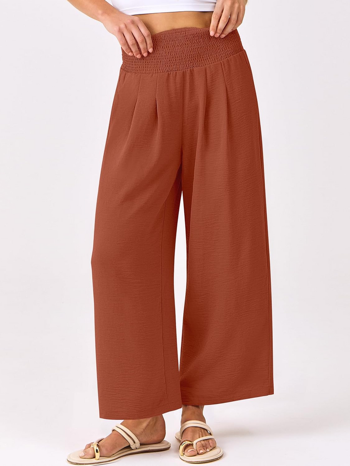 ANRABESS Women's Palazzo Pants - High Waisted Wide Leg with Pockets, Casual Flowy Trousers for Beach & Lounge