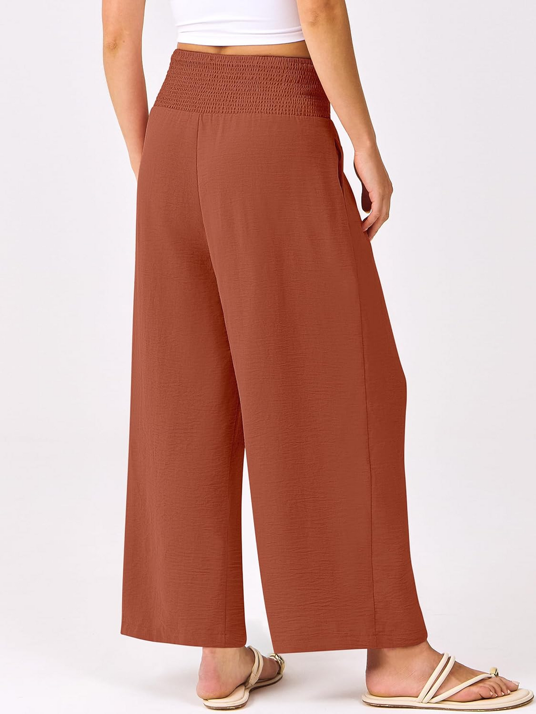 ANRABESS Women's Palazzo Pants - High Waisted Wide Leg with Pockets, Casual Flowy Trousers for Beach & Lounge