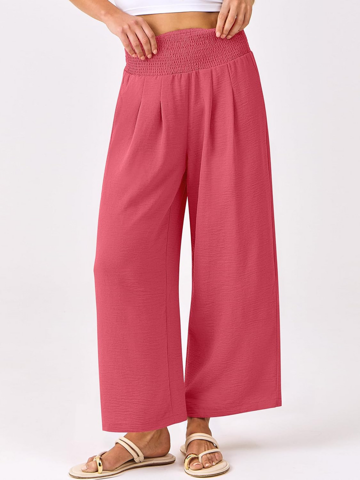 ANRABESS Women's Palazzo Pants - High Waisted Wide Leg with Pockets, Casual Flowy Trousers for Beach & Lounge