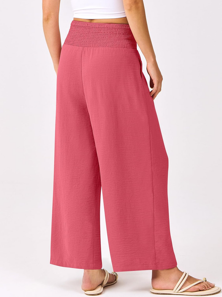 ANRABESS Women's Palazzo Pants - High Waisted Wide Leg with Pockets, Casual Flowy Trousers for Beach & Lounge