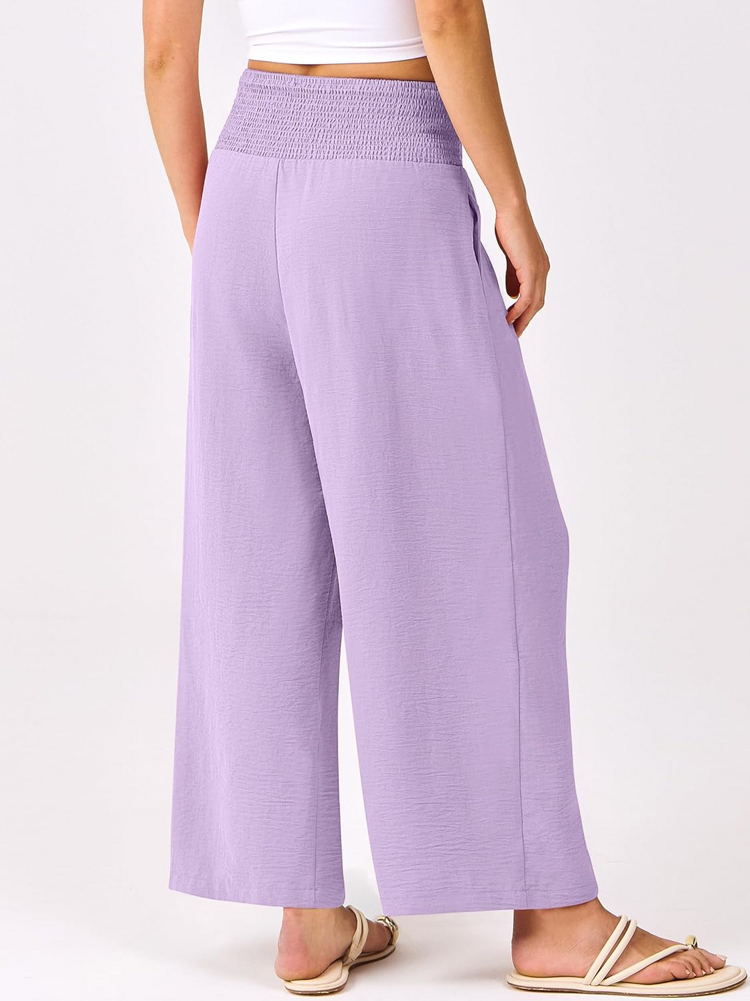 ANRABESS Women's Palazzo Pants - High Waisted Wide Leg with Pockets, Casual Flowy Trousers for Beach & Lounge