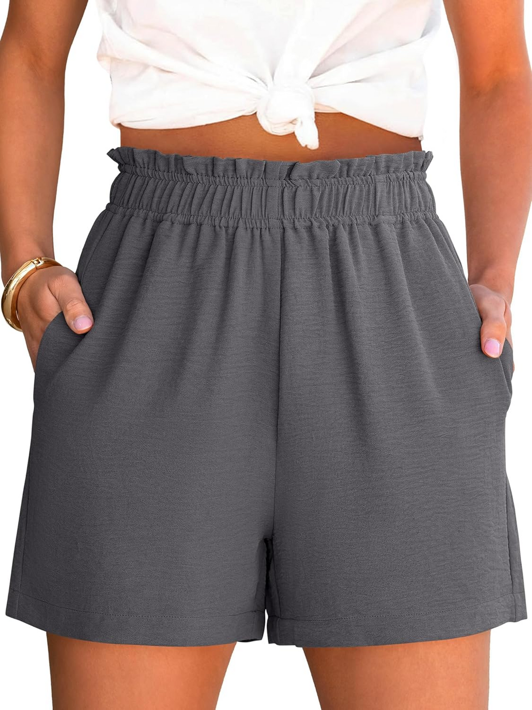 ANRABESS Women's Summer Shorts - High Waisted Elastic Dressy Lounge Shorts, Casual Beach Vacation Clothes