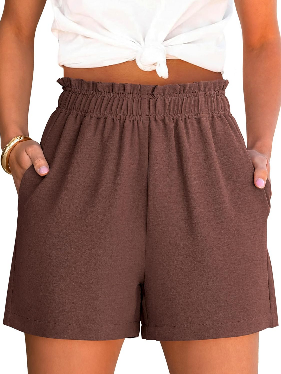 ANRABESS Women's Summer Shorts - High Waisted Elastic Dressy Lounge Shorts, Casual Beach Vacation Clothes