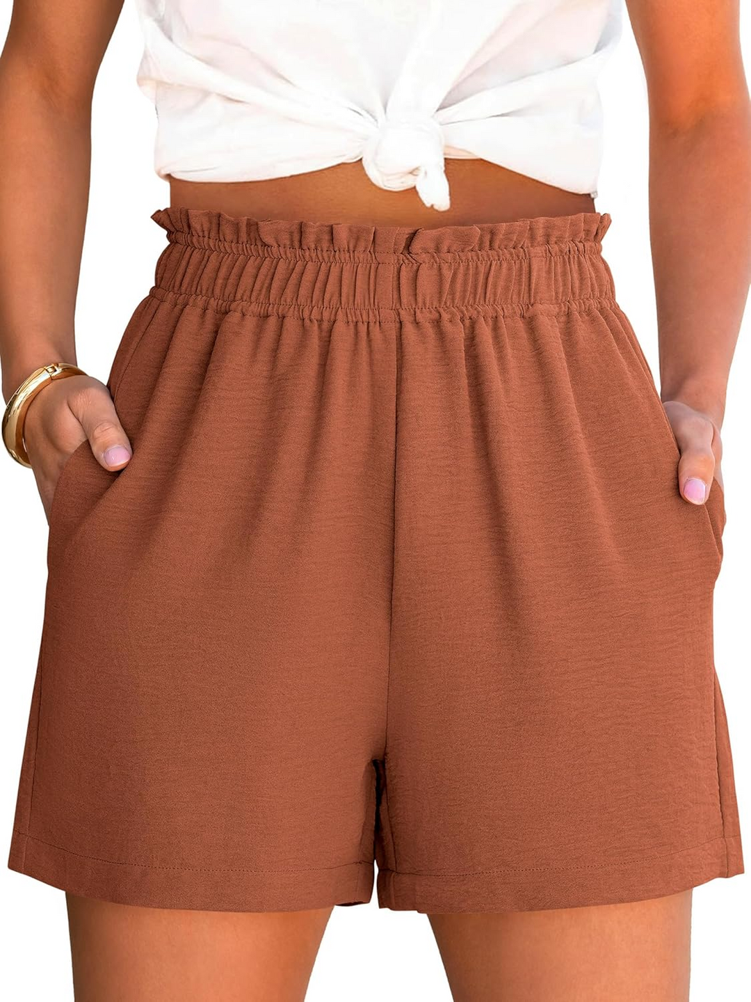 ANRABESS Women's Summer Shorts - High Waisted Elastic Dressy Lounge Shorts, Casual Beach Vacation Clothes