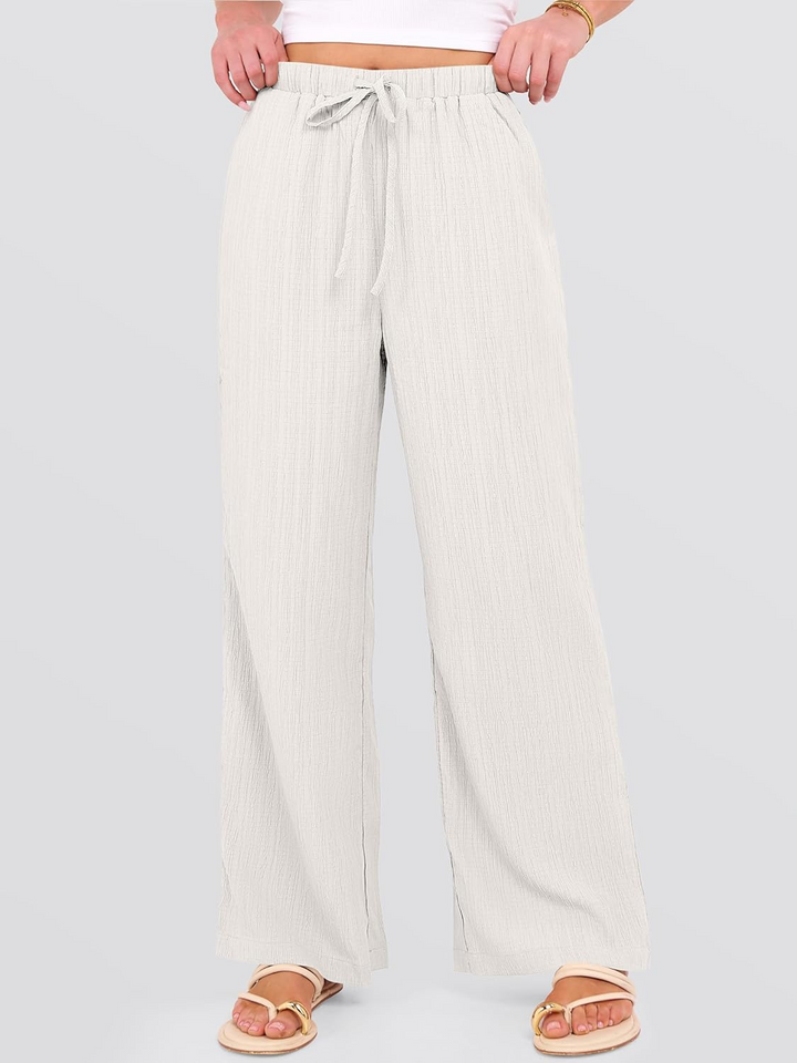 ANRABESS Women's Wide Leg Pants - Elastic Waist Palazzo with Pockets, Lightweight Flowy Trousers for Beach & Lounge