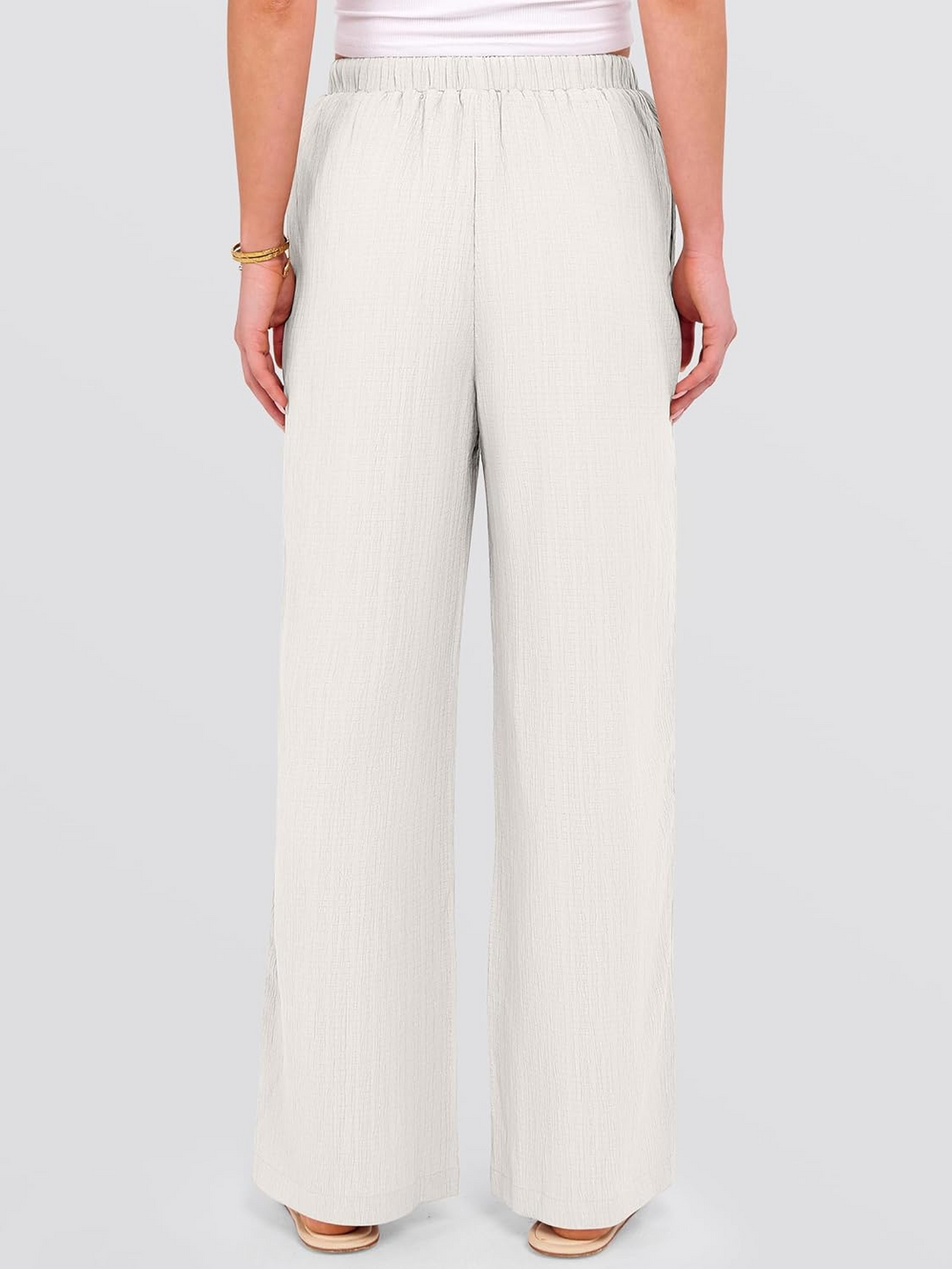 ANRABESS Women's Wide Leg Pants - Elastic Waist Palazzo with Pockets, Lightweight Flowy Trousers for Beach & Lounge