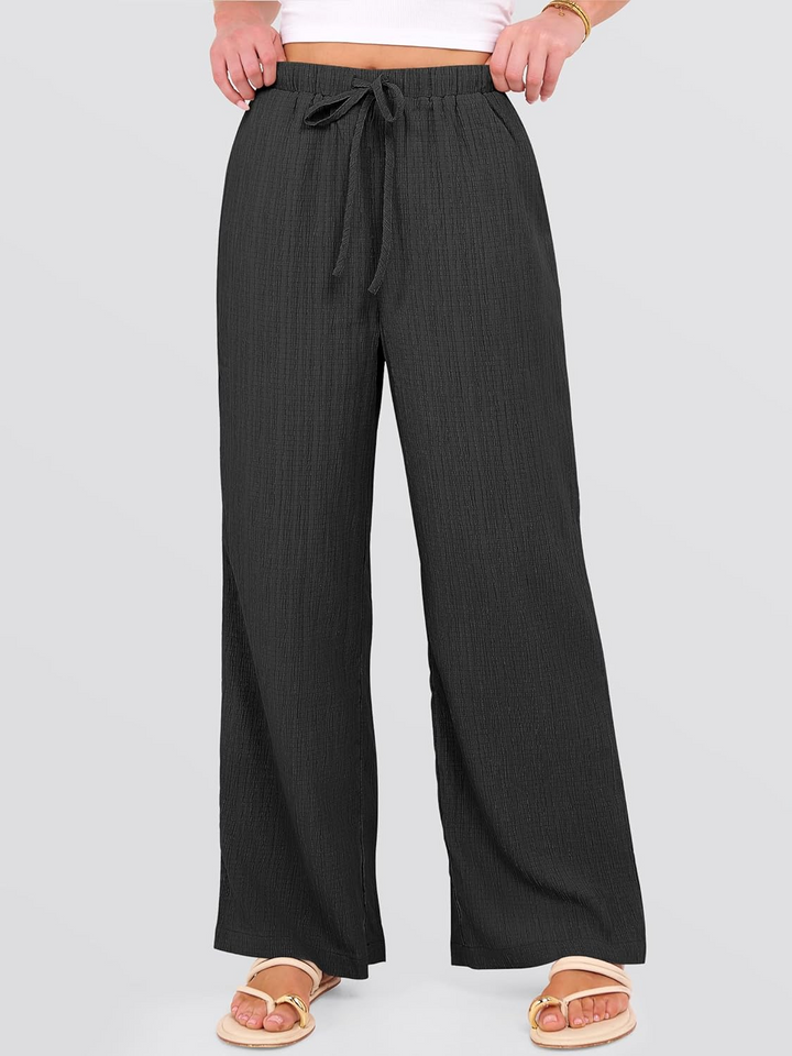 ANRABESS Women's Wide Leg Pants - Elastic Waist Palazzo with Pockets, Lightweight Flowy Trousers for Beach & Lounge