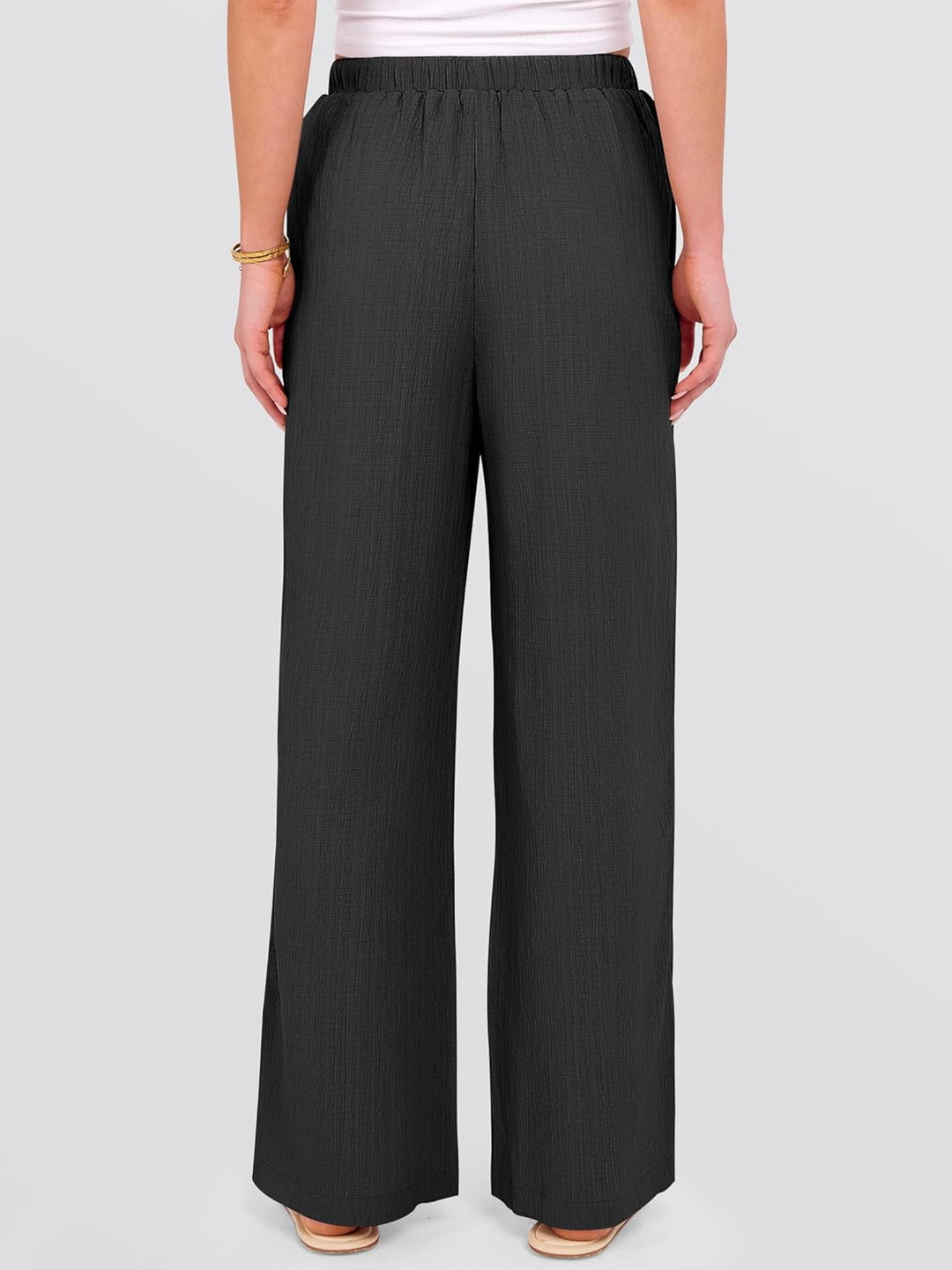 ANRABESS Women's Wide Leg Pants - Elastic Waist Palazzo with Pockets, Lightweight Flowy Trousers for Beach & Lounge