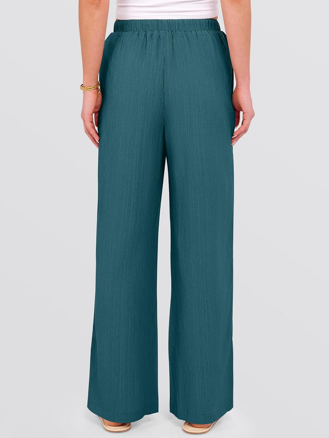 ANRABESS Women's Wide Leg Pants - Elastic Waist Palazzo with Pockets, Lightweight Flowy Trousers for Beach & Lounge
