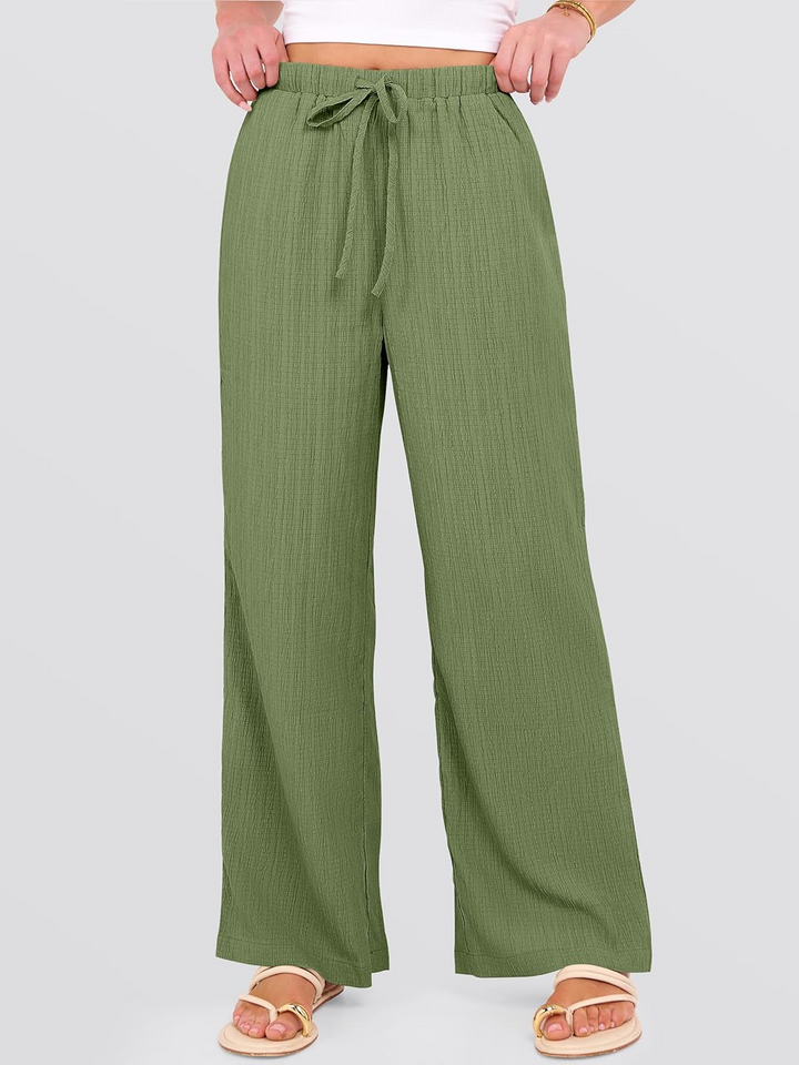 ANRABESS Women's Wide Leg Pants - Elastic Waist Palazzo with Pockets, Lightweight Flowy Trousers for Beach & Lounge